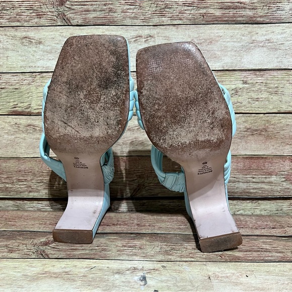 Schutz Blue Leather Square Toe Heels - Picture 8 of 8